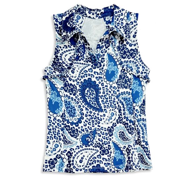 NWT Gottex Women's Moisture wicking UPF 50 Ruffle Golf Tennis Tank Top - Picture 2 of 5